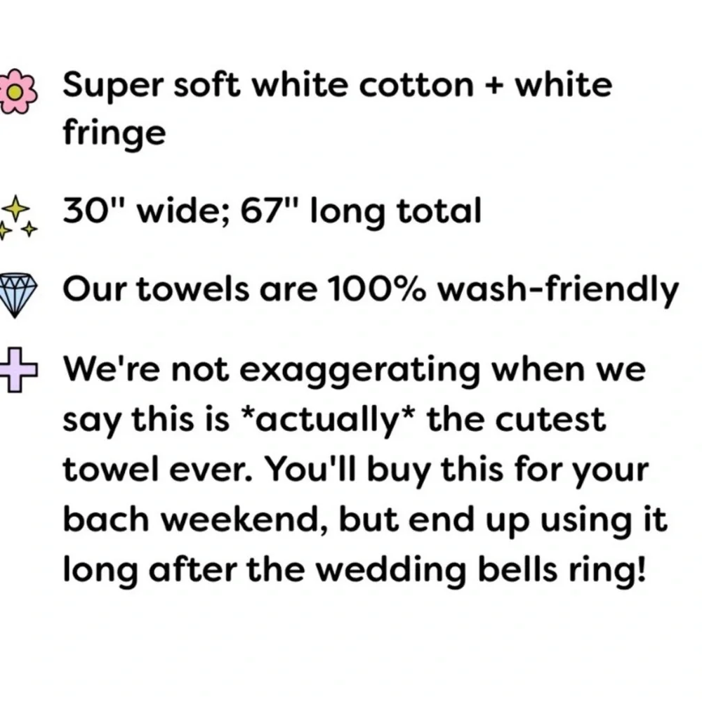 XO FETTI Bride Bachelorette White Towel with Black Script